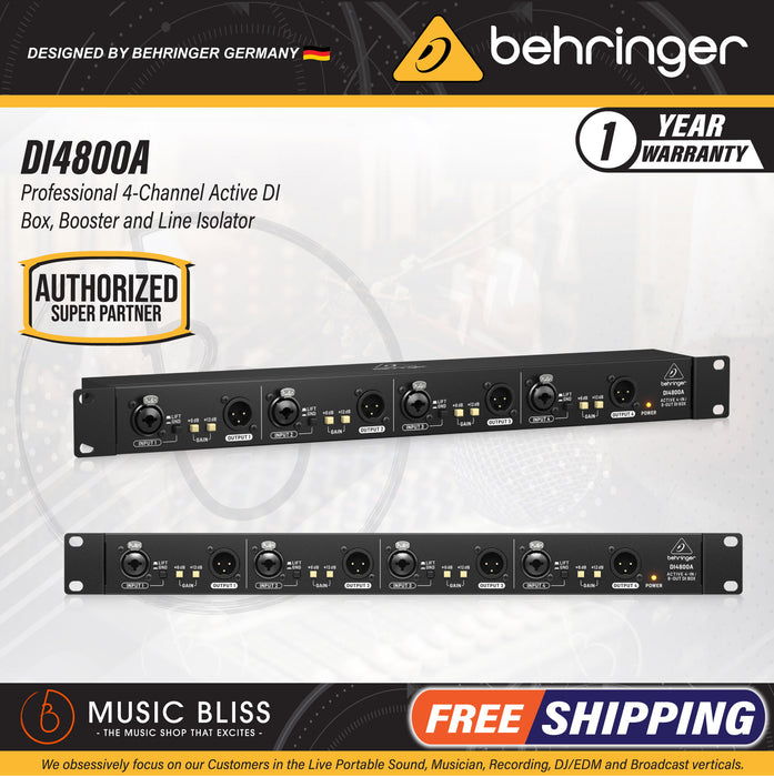Behringer DI4800A Professional 4 Channel Active DI-Box - Music Bliss Malaysia