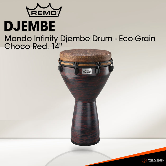 Remo Mondo Infinity Djembe Drum - 14 inch, Eco-Grain Choco Red
