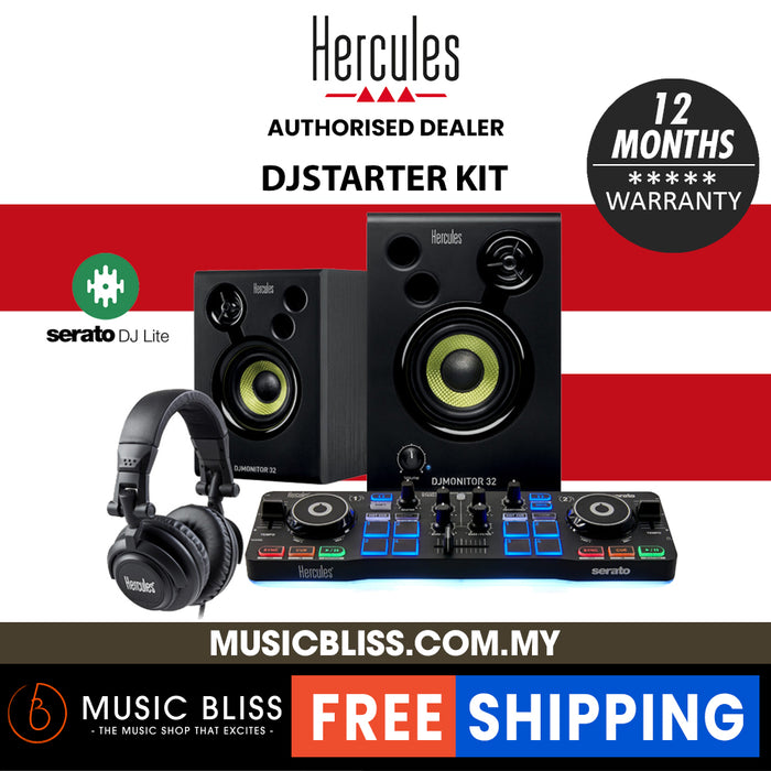 Hercules DJ Control Starter Kit for beginners with Hercules Starlight Controller, Hercules 32 Speakers & HDP DJ M 40.2 Headphones - Music Bliss Malaysia