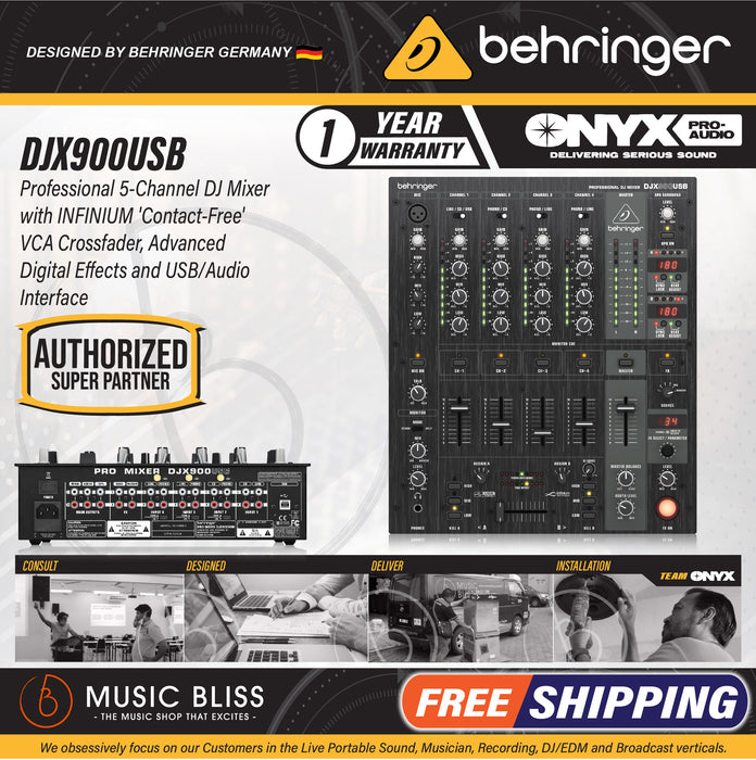 Behringer Pro Mixer DJX900USB 4-channel DJ Mixer - Music Bliss Malaysia