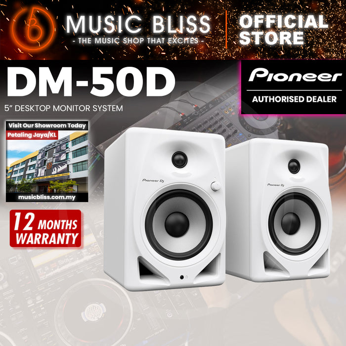 Pioneer DJ DM-50D 5-inch Active Monitor Speaker, White - Pair