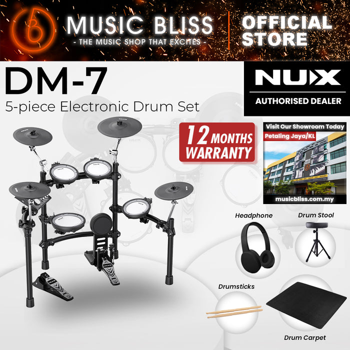 NUX DM-7 5-Piece Digital Electronic Drum Set with FREE Headphone