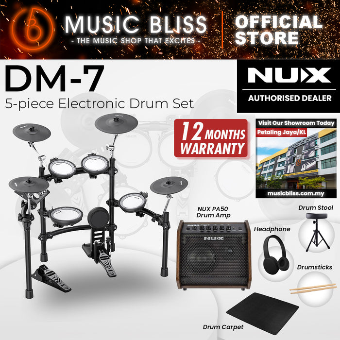 NUX DM-7 5-Piece Digital Electronic Drum Set with FREE Headphone