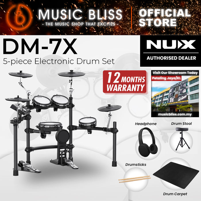 NUX DM-7X 5-Piece Digital Electronic Drum Set with FREE Headphone