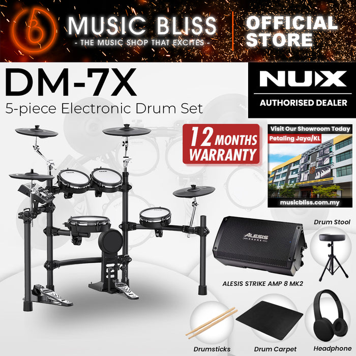 NUX DM-7X 5-Piece Digital Electronic Drum Set with FREE Headphone