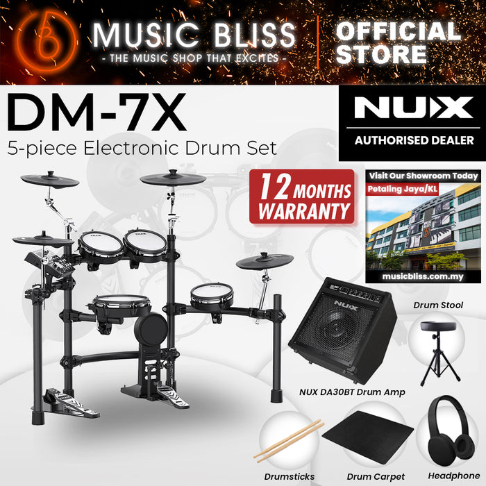 NUX DM-7X 5-Piece Digital Electronic Drum Set with FREE Headphone
