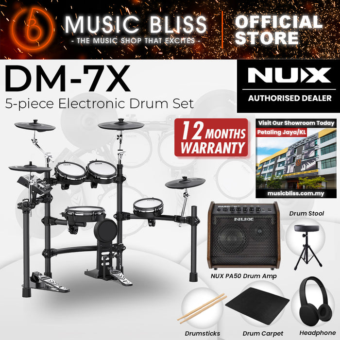 NUX DM-7X 5-Piece Digital Electronic Drum Set with FREE Headphone
