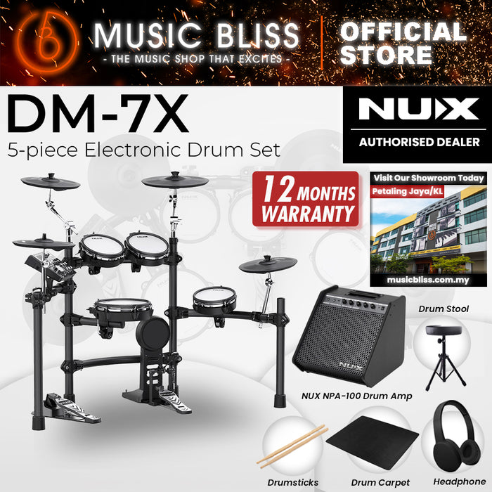 NUX DM-7X 5-Piece Digital Electronic Drum Set with FREE Headphone
