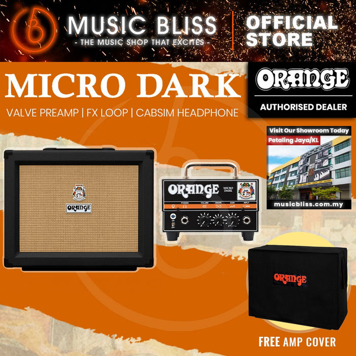 Orange Micro Dark Head with PPC112 60-watt 1x12 Speaker Cabinet - Black