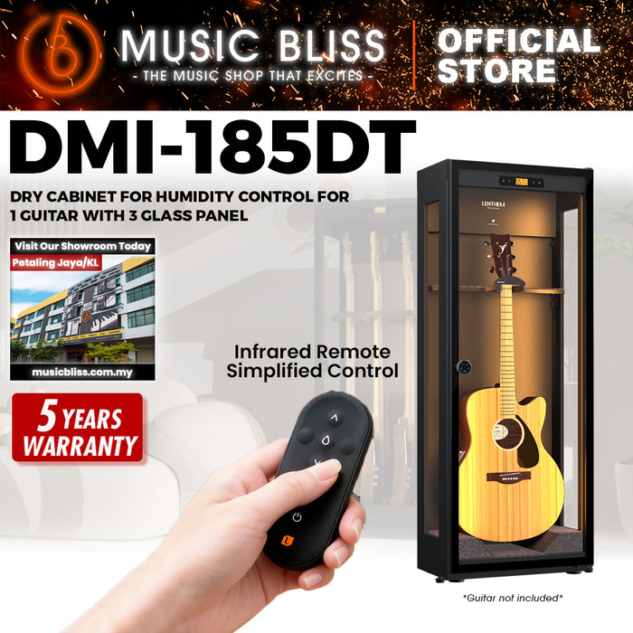 Lenthem DMI-185DT Moisture-Proof & Triple Glass Dry Guitar Cabinet for 1 Electric or Acoustic Guitar - Black