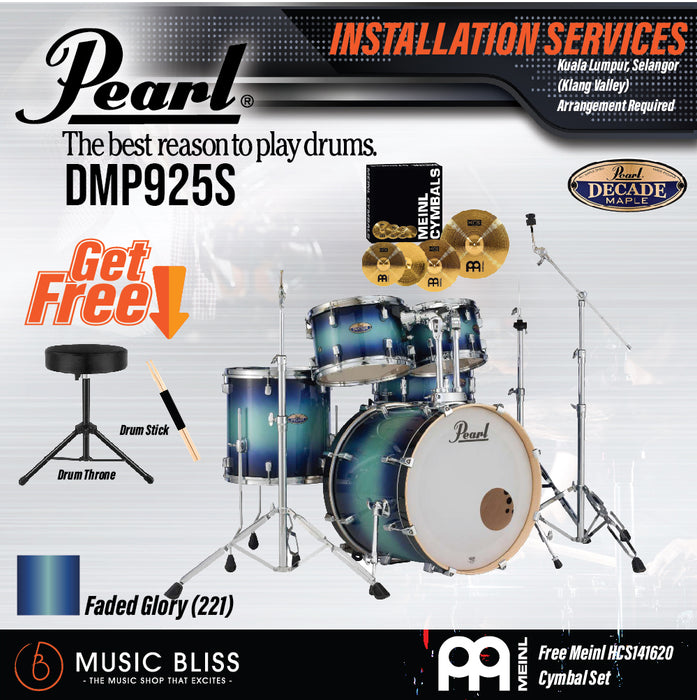Pearl Decade Maple 5-Piece Drum Set with Hardware, Drumstick and Throne - 22" Kick - Faded Glory - Music Bliss Malaysia