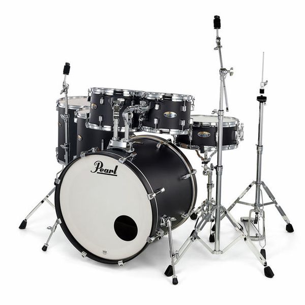Pearl Decade Maple 5-Piece Drum Set with Hardware, Drumstick and Throne - 22" Kick - Satin Slade Black - Music Bliss Malaysia