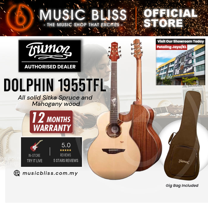 Trumon Dolphin 1955TFL All solid Sitka Spruce and Mahogany wood Acoustic Guitar with Pickup