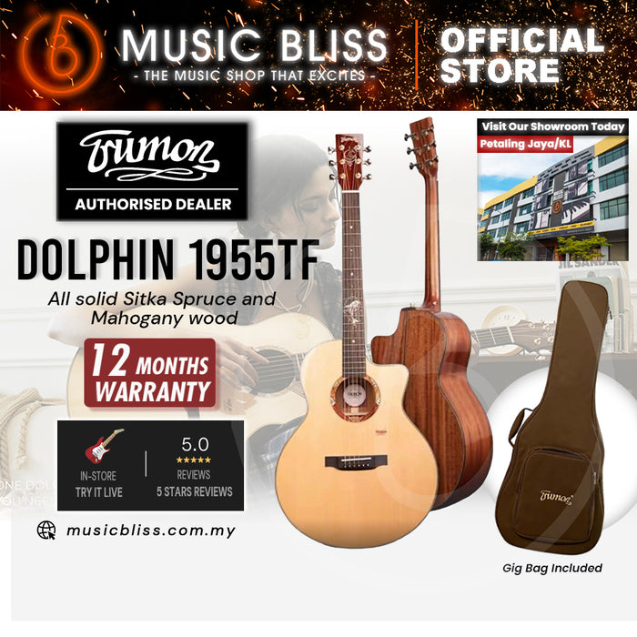 Trumon Dolphin 1955TF All solid Sitka Spruce and Mahogany wood Acoustic Guitar with Pickup
