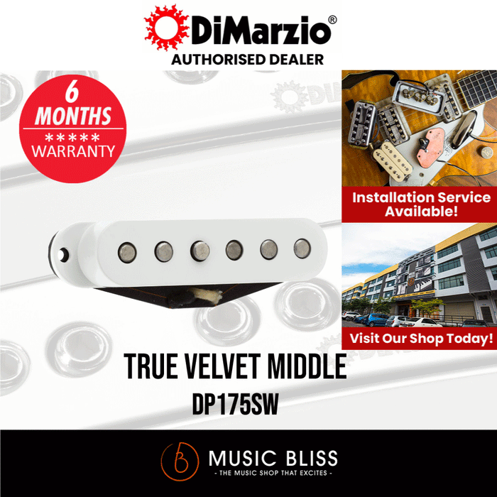 DiMarzio DP175SW True Velvet Single Coil Middle Electric Guitar Pickup - White - Music Bliss Malaysia