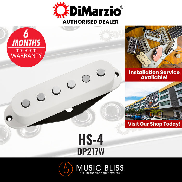 DiMarzio DP217W HS-4 Single-coil Pickup - White - Music Bliss Malaysia