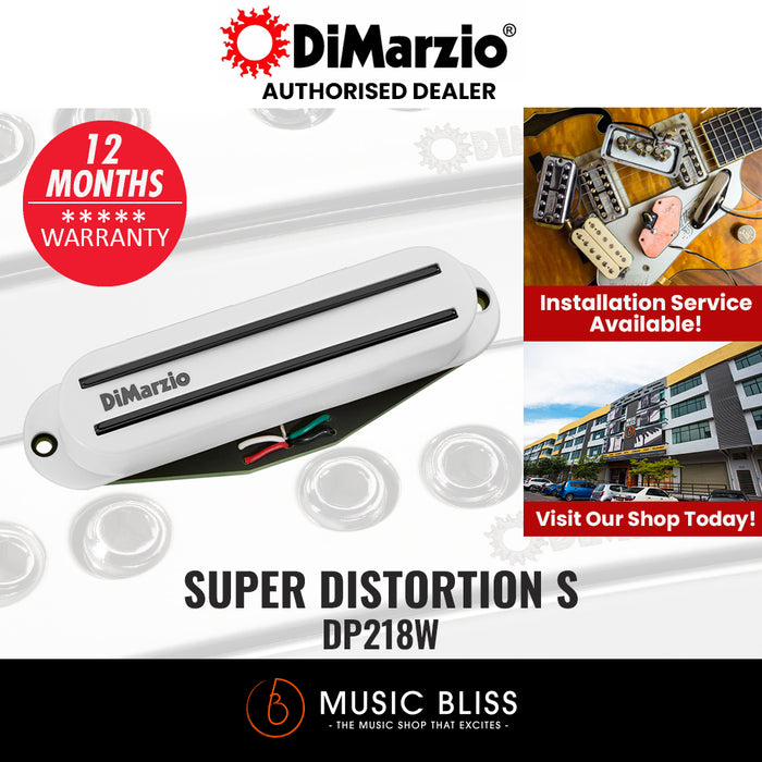 DiMarzio DP218W Super Distortion S Bridge Humbucker Pickup - White - Music Bliss Malaysia