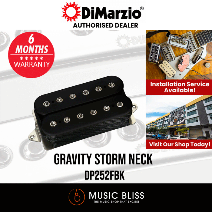 DiMarzio DP252FBK Gravity Storm Neck Humbucker Pickup - F-Spaced Black - Music Bliss Malaysia