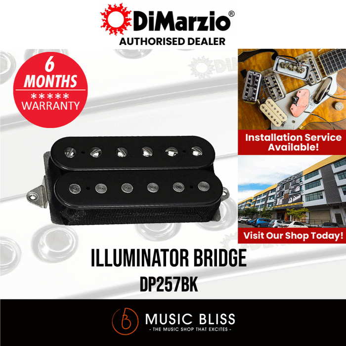 DiMarzio DP257BK Illuminator Bridge Humbucker Guitar Pickup - Black - Music Bliss Malaysia