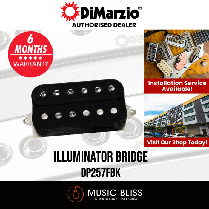 DiMarzio DP257FBK Illuminator Bridge Humbucker Pickup - F-spaced Black - Music Bliss Malaysia