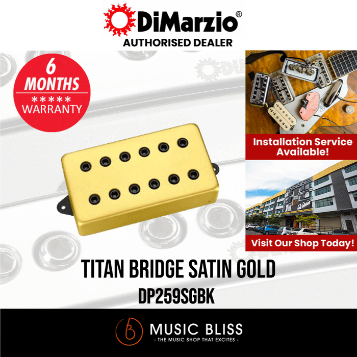 DiMarzio DP259SG Titan Bridge Satin Gold - Black Pole - Music Bliss Malaysia