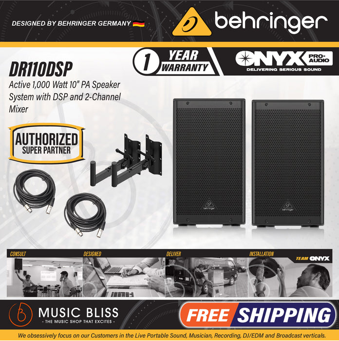 Behringer DR110DSP 1000W 10" Powered Speaker with Bluetooth - Pair - Music Bliss Malaysia