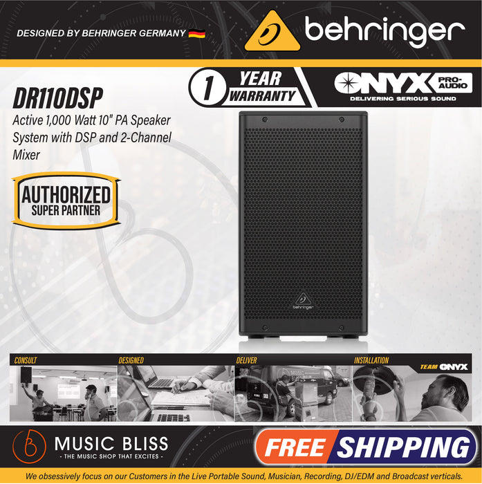 Behringer DR110DSP 1000W 10" Powered Speaker with Bluetooth - Music Bliss Malaysia