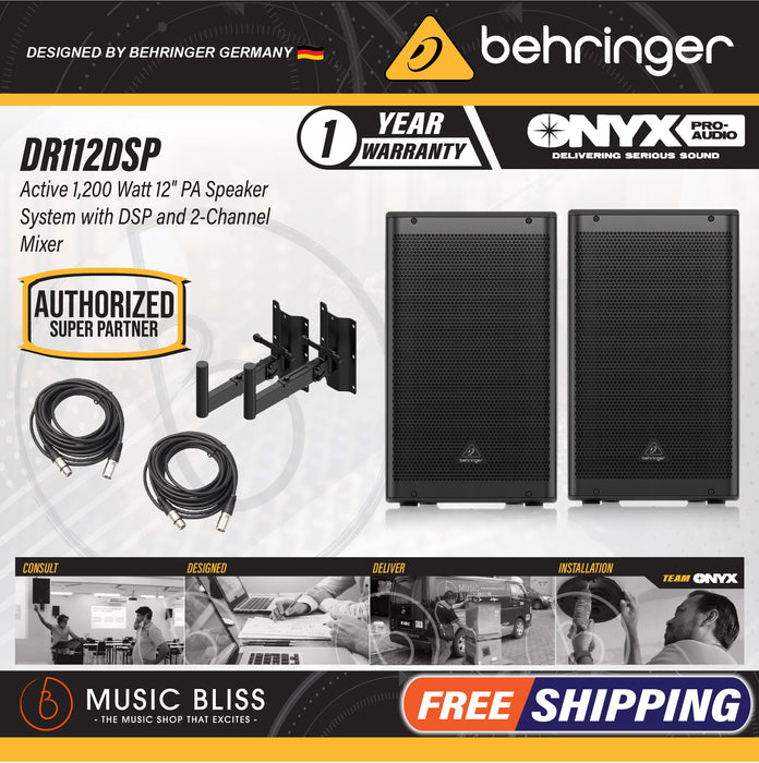 Behringer DR112DSP 1200W 12" Powered Speaker with Bluetooth - Pair - Music Bliss Malaysia