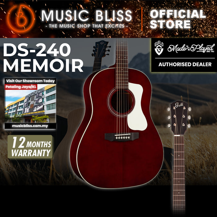Guild DS-240 Memoir Acoustic Guitar - Wine Red, Solid Spruce Top, Solid Mahogany Back & Sides