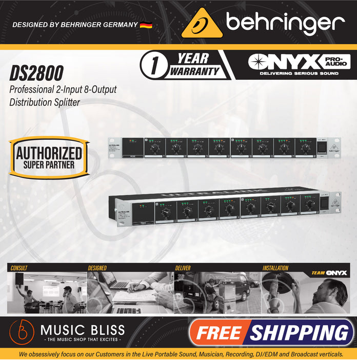 Behringer DS2800 2-Input 8-Output Distribution Splitter - Music Bliss Malaysia