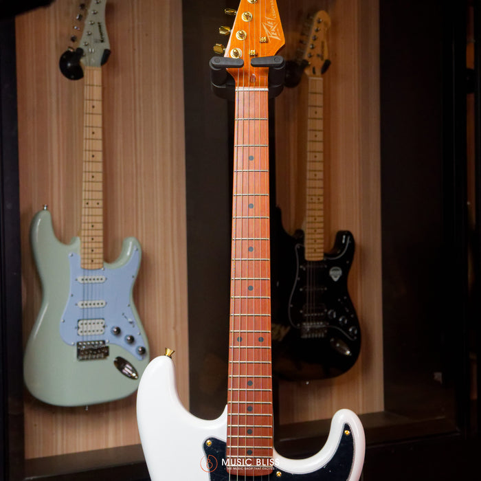 Peavey Raptor Lightning Bolt 60th Anniversary HSS Stratocaster Electric Guitar (Gold Hardware) - White