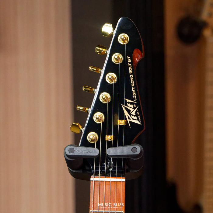 Peavey Raptor Lightning Bolt 60th Anniversary HSS Stratocaster Electric Guitar (Gold Hardware) - Black