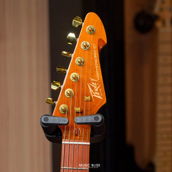 Peavey Raptor Lightning Bolt 60th Anniversary HSS Stratocaster Electric Guitar (Gold Hardware) - White