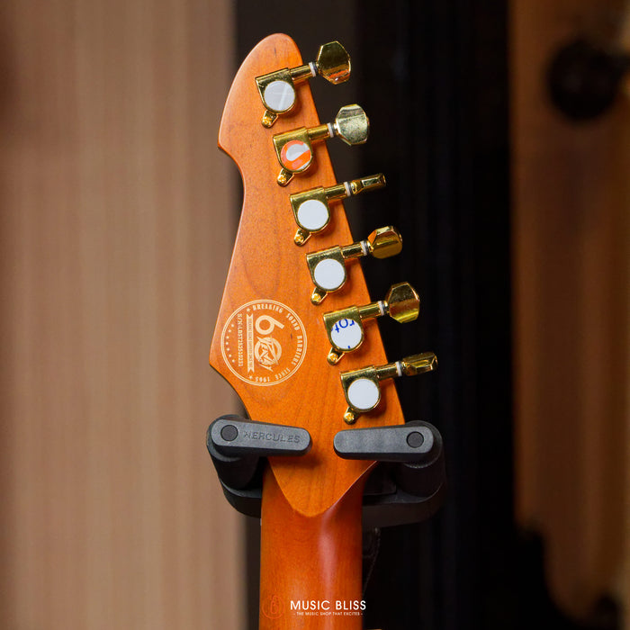 Peavey Raptor Lightning Bolt 60th Anniversary HSS Stratocaster Electric Guitar (Gold Hardware) - White