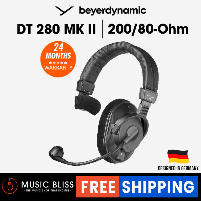 Beyerdynamic DT 280 MK II 80 Ohm Closed Single-ear headset with 200 Ohm dynamic microphones for talkback purposes in broadcasting and tv - Music Bliss Malaysia