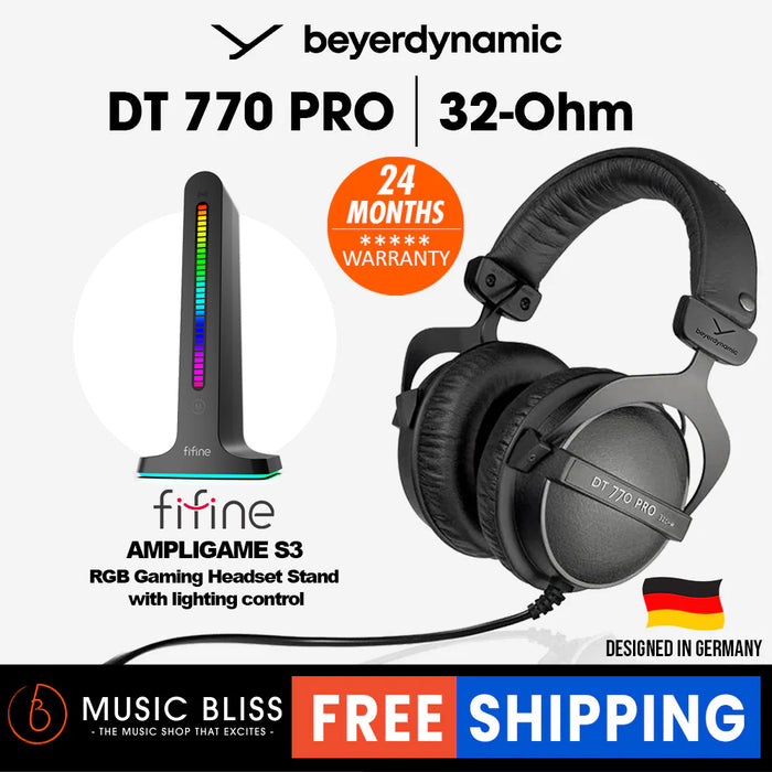 Beyerdynamic DT 770 PRO 32 Ohm Over-Ear Studio Headphones. Enclosed Design, Wired for Professional Sound in The Studio and on Mobile Devices Such as Tablets and Smartphones - Music Bliss Malaysia