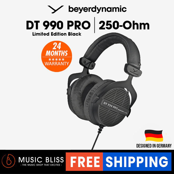 Beyerdynamic DT 990 PRO 250 Ohm Over-Ear Studio Headphones Limited Black Edition. Open Construction, Wired - Music Bliss Malaysia
