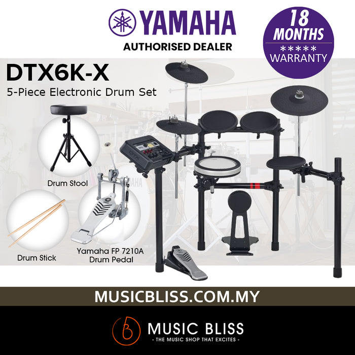 Yamaha DTX6K-X Electronic Drum Set with Yamaha FP7210A Single Pedal