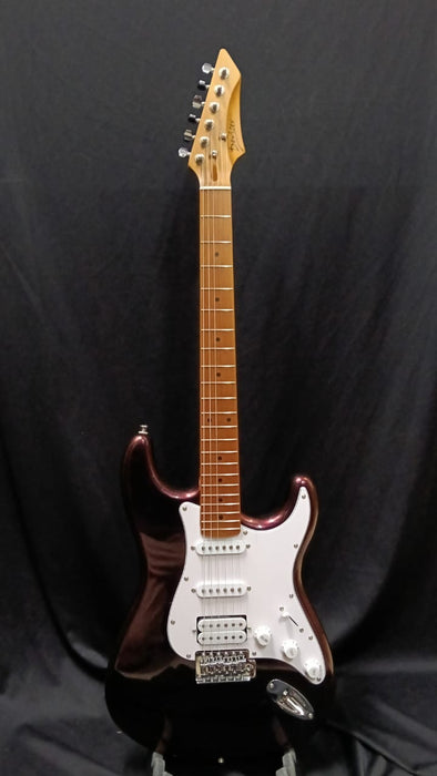 B STOCK (BS-664) Deviser L-G2S-CM16 Budget Beginner Electric Guitar – HSS Strat Style Aurora Black for Rock Kapak
