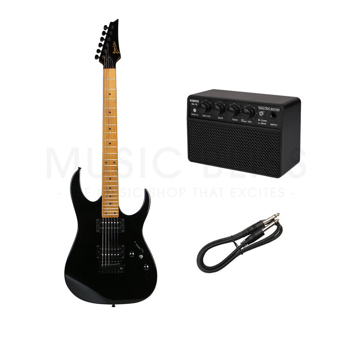 Deviser L-G6-BK Budget Beginner Electric Guitar – HH Superstrat Style Black for Rock Kapak