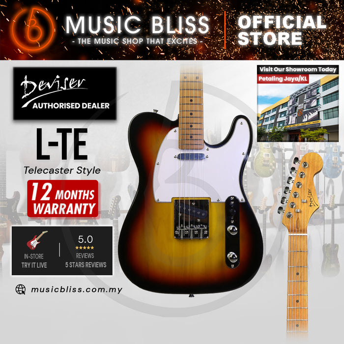 Deviser L-TE-3TS Budget Beginner Electric Guitar – SS Tele Style Sunburst for Rock Kapak