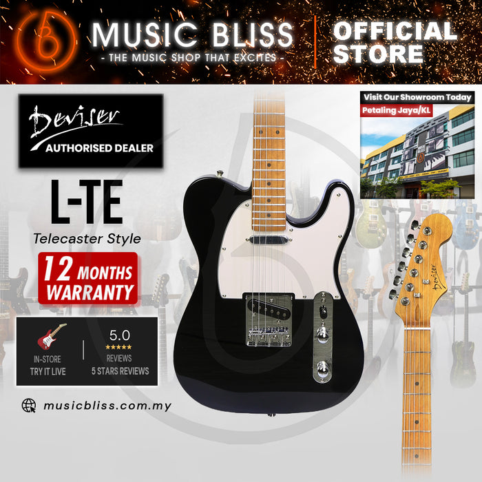 Deviser L-TE-BK Budget Beginner Electric Guitar – SS Tele Style Black for Rock Kapak
