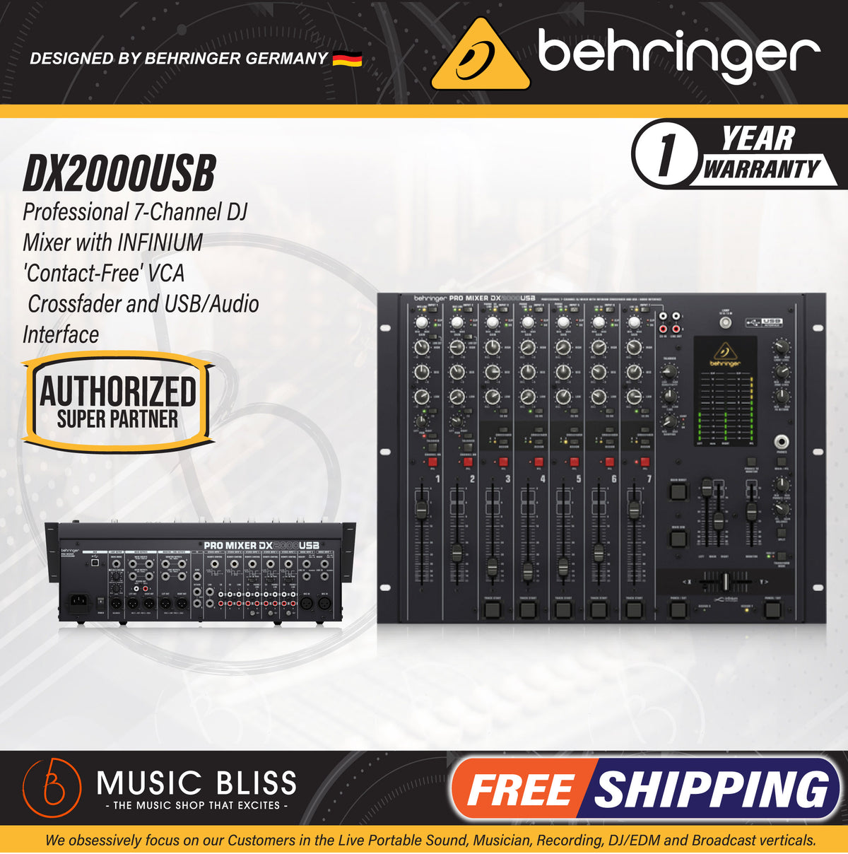 Behringer Pro Mixer DX2000USB 7channel DJ Mixer Music Bliss Malaysia