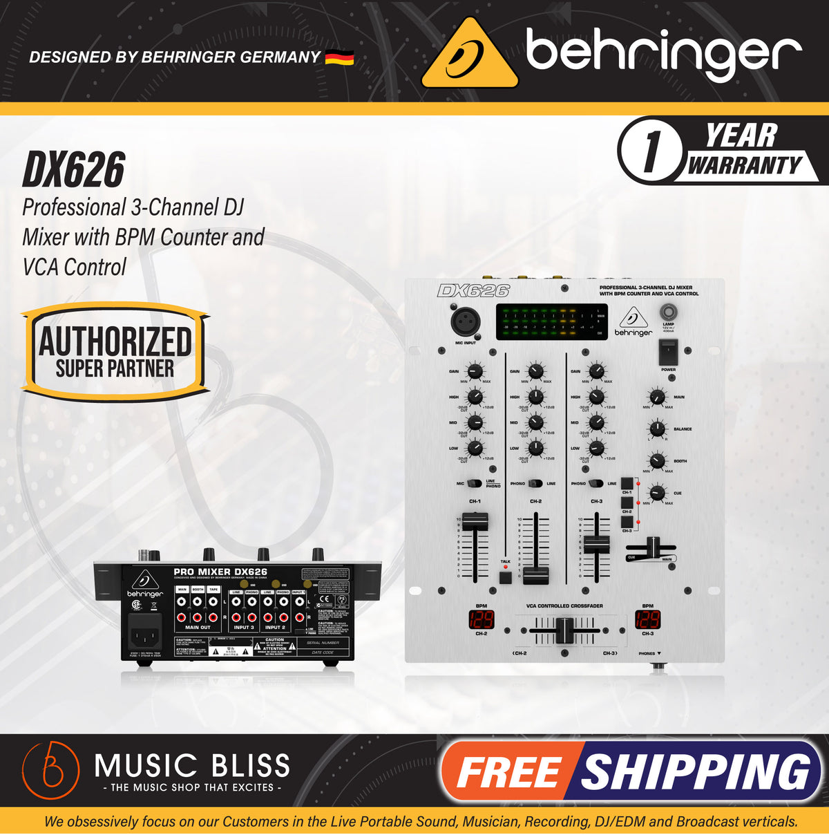 Behringer DX626 Table De Mixage DJ Pro - FAUTE (pour Pièces / Réparation) #O331