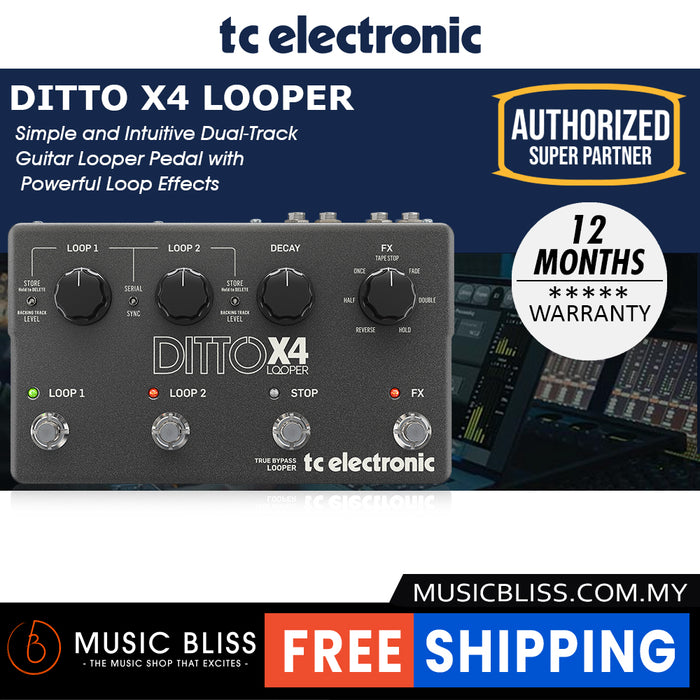 TC Electronic Ditto X4 Looper Guitar Effects Pedal - Music Bliss Malaysia