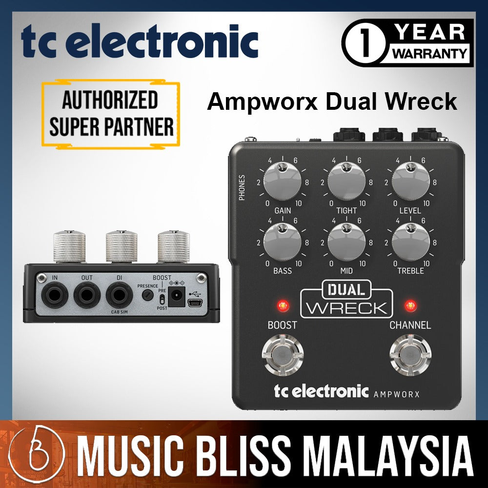TC Electronic Ampworx Dual Wreck Preamp Pedal | Music Bliss Malaysia