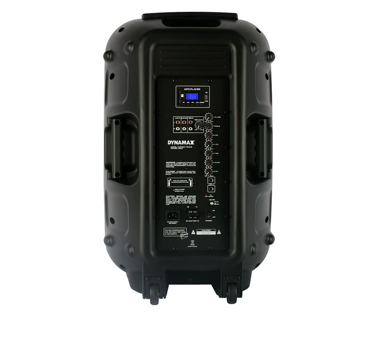 Dynamax TSL012 12'' 100W Bluetooth Portable PA System Speaker with 2 pcs 16 channel UHF handheld mic, TWS