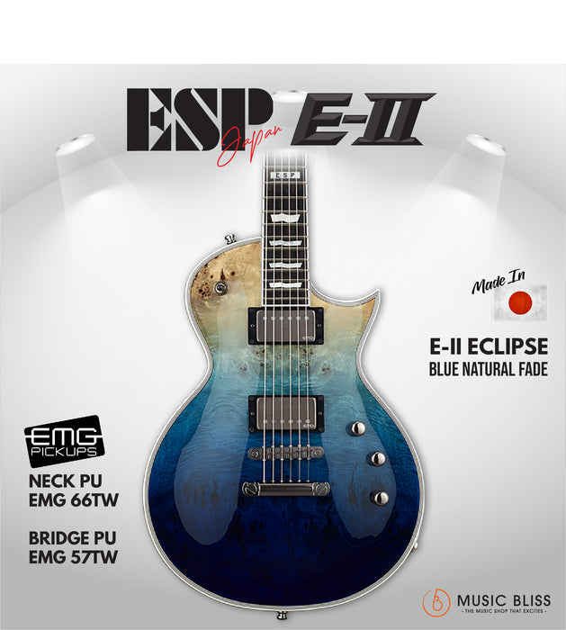 ESP Japan E-II Eclipse - Blue Natural Fade (EIIECBMBLUNFD) [MIJ] - Music Bliss Malaysia