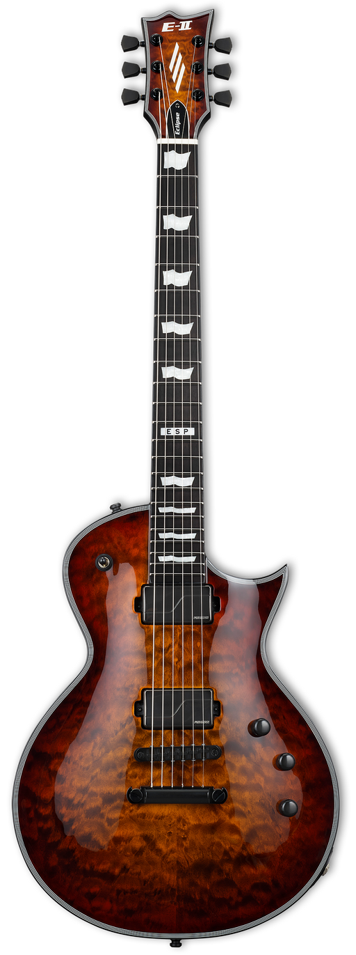 ESP Japan E-II Eclipse QM Electric Guitar - Tiger Eye Sunburst [MIJ] - Music Bliss Malaysia
