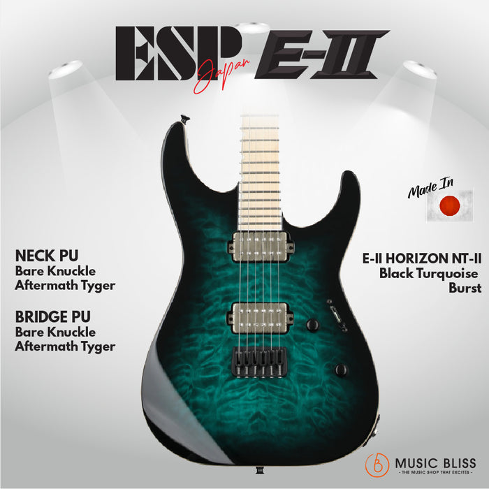 ESP Japan E-II M-II NT - Black Turquoise Burst (EIIMIINTHSBLKTB) [MIJ] - Music Bliss Malaysia